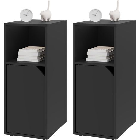 WOLTU 2x Bedside Tables Cabinet Slim Side Table Bedroom Furniture Nightstand Storage Black