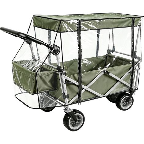 Housse de Pluie pour Chariot Pliable Transparente 115x75x51 cm  Avec fermetures éclair et ouvertures pour poignées, imperméable et coupe-vent – pour camping, jardin, courses et sorties (1/5)