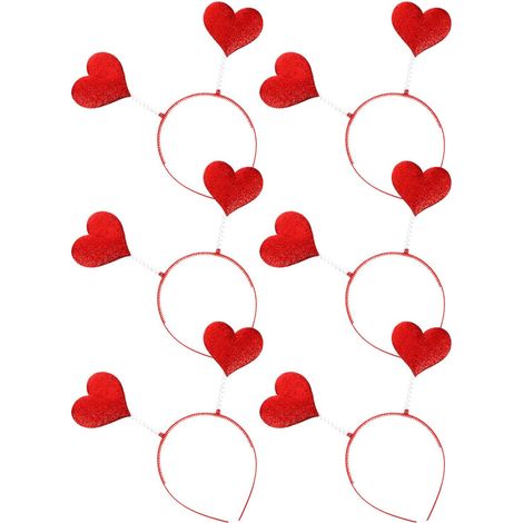 Set di 6 fasce per capelli in plastica a forma di cuore rosso per donna. (1/5)
