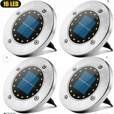 4 Lumières solaires blanches pour l'extérieur, 16pcs LED Spotlight Solar Garden Lights, IP65 Waterproof Lawn Decorative Lights for Path Garden Deck Pa (1/5)