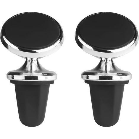 Supporto magnetico per telefono in due pezzi, clip magnetica portatile per telefono, supporto magnetico rinforzato per telefono da auto con bocchetta di ventilazione girevole a 360° (argento). (1/5)