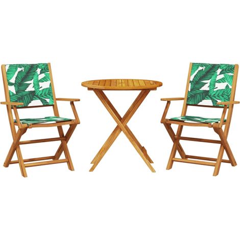 Maison Exclusive - Set da Bistrot 3 pz Motivo Foglie in Tessuto e Legno Massello