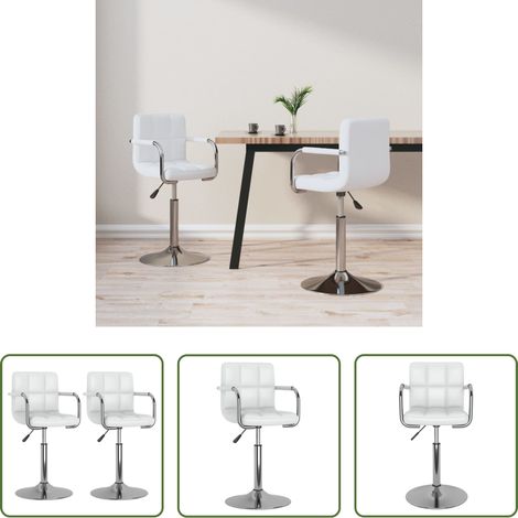 vidaXL Sillas de comedor giratorias 2 unidades cuero sintético blanco (1/5)