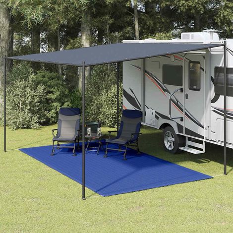 Tappeto da Tenda 200x400 cm Blu in HDPE