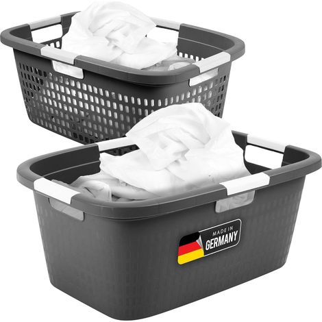 Panier à linge 40L + bac à linge 40L, ensemble de boîtes à linge seau à linge conteneur à linge pour salle de bain linge sale, paniers à linge bac à