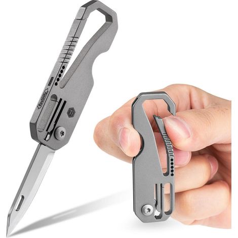 Mini Klappmesser aus Titan mit Schlüsselanhänger, leichtes EDC Taschenmesser für Outdoor