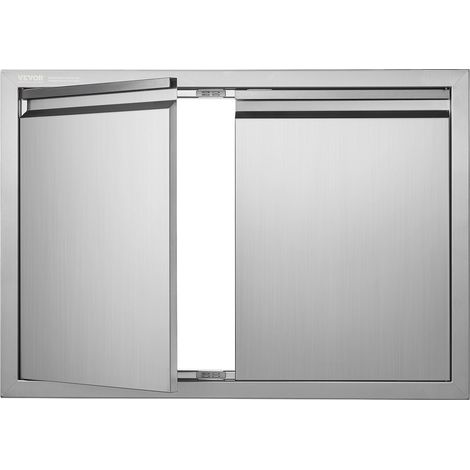 Porte d'Accès pour Barbecue, Double Porte de Cuisine Extérieure 762x532x45 mm, Porte Encastrée en Inox, avec Poignée Encastrée, pour Îlot de Barbecue, Station de Grillades, Placard Extérieure (1/5)