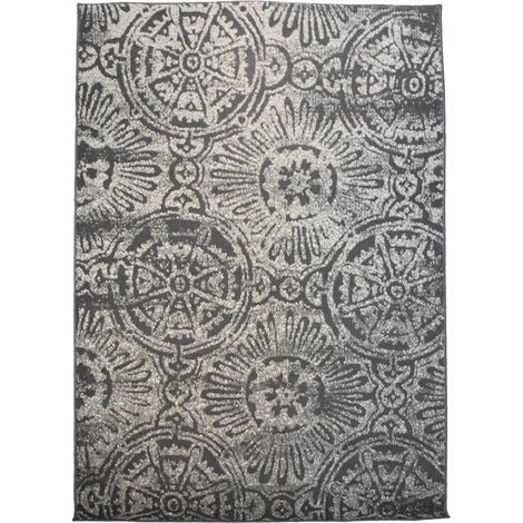 Tapis salon et chambre 120x170 gris et beige rectangle tissé (1/5)