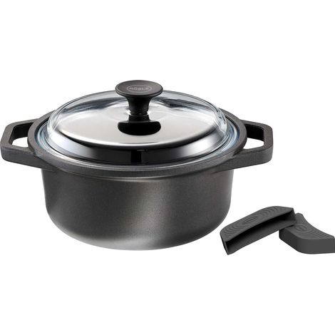 Faitout, Faitout Haut de Gamme en Fonte d’Aluminium avec Revêtement Anti-Adhésif et Résistant aux Rayures, Aluminium recyclé, Couvercle en Verre, Compatible Induction (1/5)