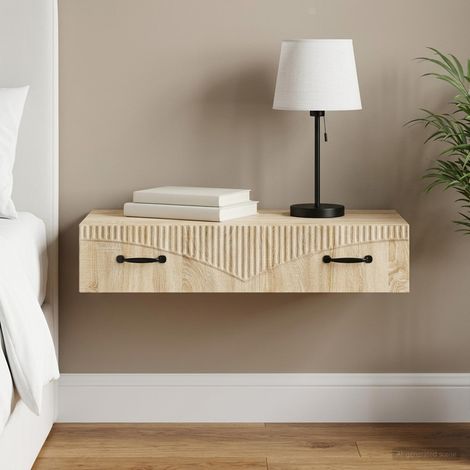 Table d’appoint murale avec tiroir en bois d’ingénierie chêne sonoma 87,5 x 34,5 x 17 cm, 13.03kg - PANGIVO (1/5)