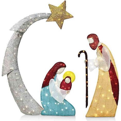 Nouvelle crèche lumineuse d'extérieur améliorée, décoration de Noël pour jardin et maison. (1/3)
