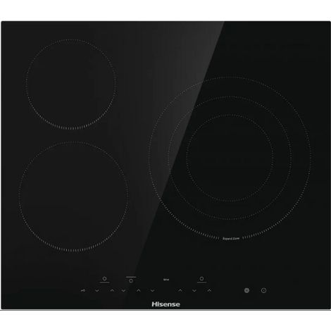 Hisense – Plaque vitrocéramique 3 foyers 59cm – Puissance 5700W – Commandes frontales – Double zone de cuisson – Témoin chaleur résiduelle (1/5)