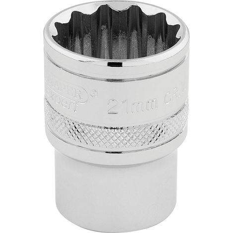 Draper 21mm 12-Point Square Drive Hi-Torq® Socket (1/2" Drive, Polished Chrome, Model 33290) (1/5)
