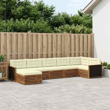 vidaXL Outdoor-Sofagarnitur mit Kissen 7 pcs Natur und Creme (1/5)