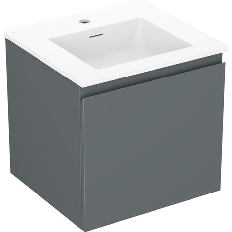 Mexen Orio Badezimmerschrank 50 cm mit Waschbecken Otis, 1 Schublade, grafit matt/weiß matt - 91A10-05047-1-BF66-W18M01