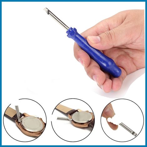 Watch case opener, tool for opening watch cases and backs, tool for changing batteries and repairing watches, light blue lever knife--DTEKGAZ