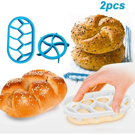 Lot de 2 moules à pâte pour pain et pâtisserie, emporte-pièces en plastique, presse à rouleaux de boulangerie