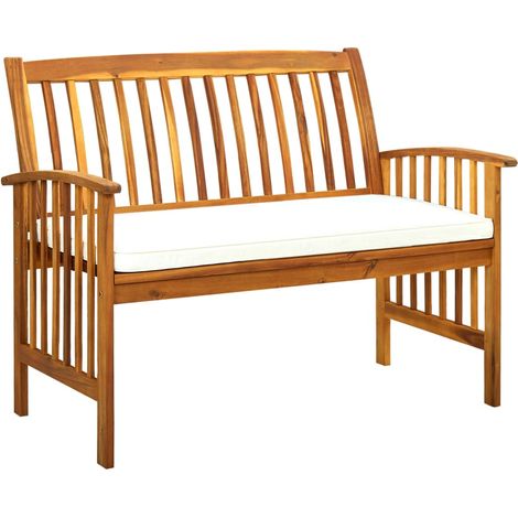 Panca da giardino mobili da esterno per patio mobili da terrazza con cuscini 119 x 64 x 90 cm legno massello di acacia 020011590