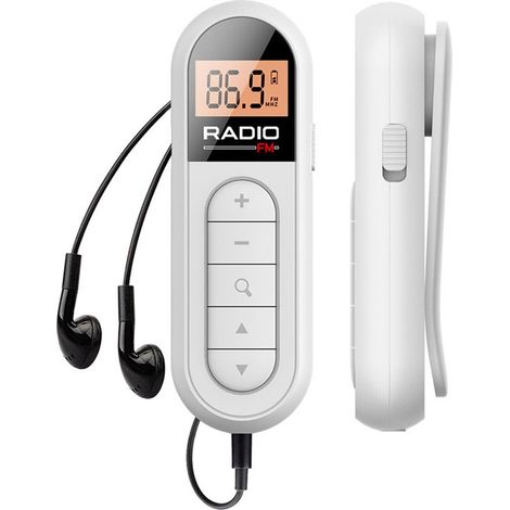 FM Radio, wiederaufladbares tragbares Transistorradio mit bestem Empfang, digitalem LCD Display mit Hintergrundbeleuchtung, Stereoklang, Gürtelcl