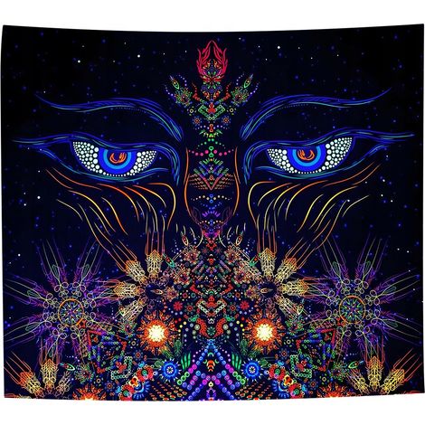 DECORACI脫N DE PARED UV PINTURA FLUORESCENTE TAPIZ REFLECTANTE 150x150cm Ojos