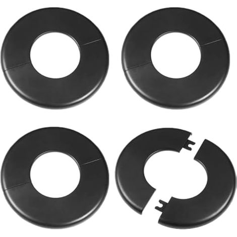 4 séparateurs de cloison, plaque de protection autocollante en ABS, clip de fixation pour robinetterie de plomberie pour sol, plafond, salle de bain, cuisine, toilettes (51 mm, noir) (1/5)