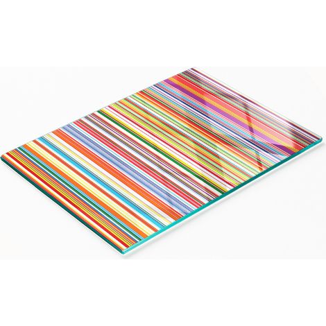 Tablero decorativo multifuncional de vidrio templado con rayas de colores, 80x52 cm. (1/5)