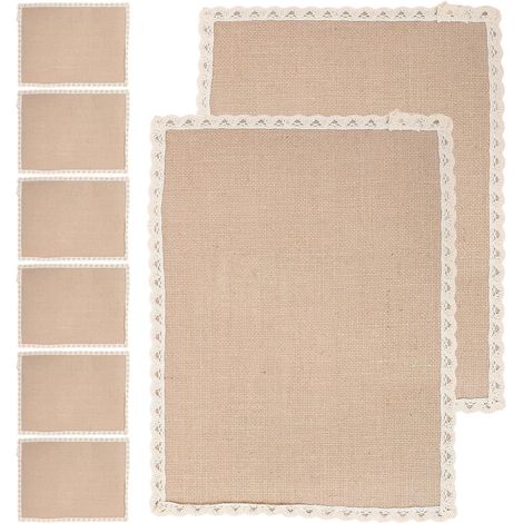 8 Pièces Sets de Table en Jute Rectangulaires avec Dentelle Beige 30x40 Cm en Toile de Jute Élégante Facile à Entretenir pour Table à Manger Quotidienne (1/5)