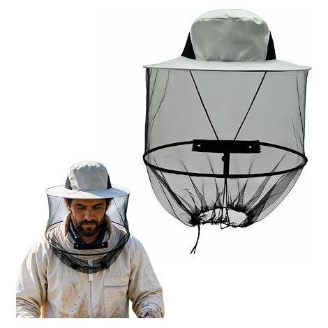 Chapeau Apiculteur Pliable Moustiquaire Tête Anti Moustique Midges Convient Avec Filet Anti-Moustique de Pêche Anti-Insectes -Gris moustiquaire zip menton boisson sans ôter casquette (1/5)