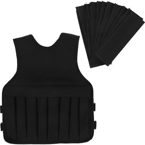 Gewichtsweste aus atmungsaktivem Oxford-Gewebe mit verstellbaren Gewichten für Laufen, Fitness und Krafttraining. Unisex. Schwarz. 54 x 54 cm. (1/5)
