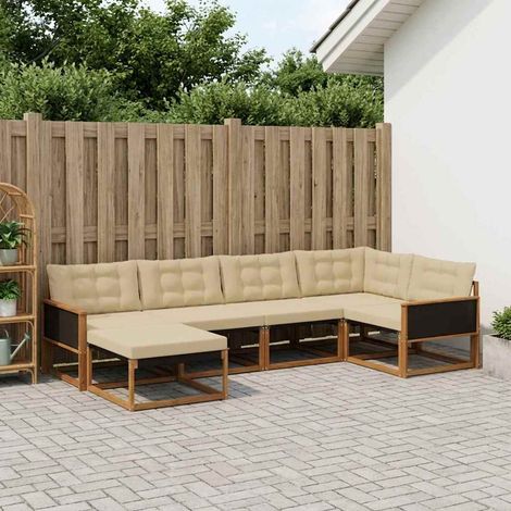 vidaXL Outdoor-Sofagarnitur mit Kissen 6 pcs Natur und Beige (1/5)