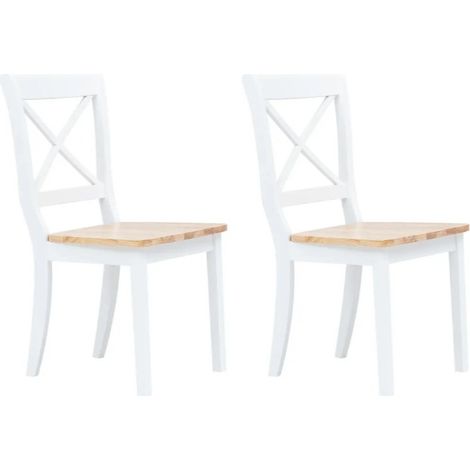 Chaise bois massif blanc et naturel Aero - Lot de 2 (1/5)