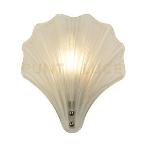 Applique Shell 1Lt, metallo argento satinato e vetro smerigliato IP44