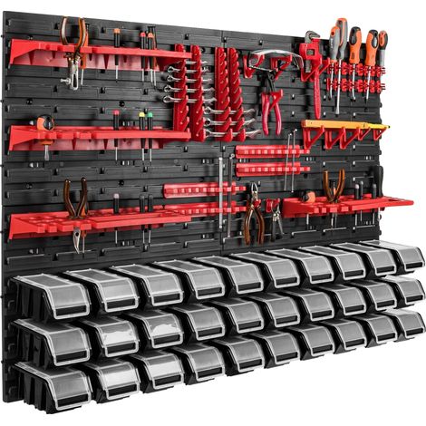 Panneau à Outils, 115 cm x 78 cm, 30 Cuvettes Incluses, Matériau Plastique, Installation Murale Facile, Polyvalent pour Ateliers et Garages (1/5)