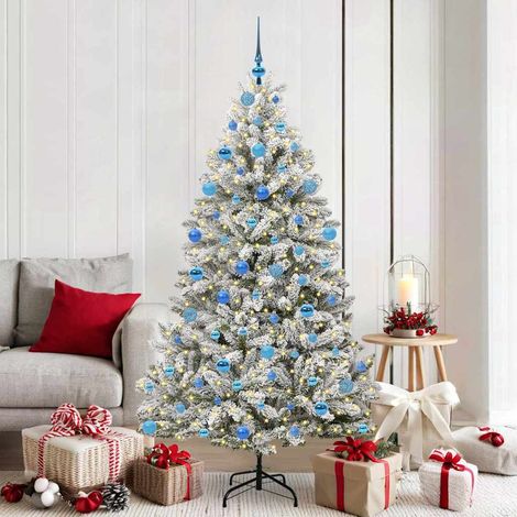 Künstlicher Weihnachtsbaum Grün und Weiß 180 cm PVC und Metall