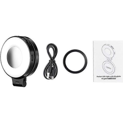 Lampe d'appoint magnétique, éclairage complémentaire pour la photographie, lampe de poche portable pour selfies (noire) (1/5)
