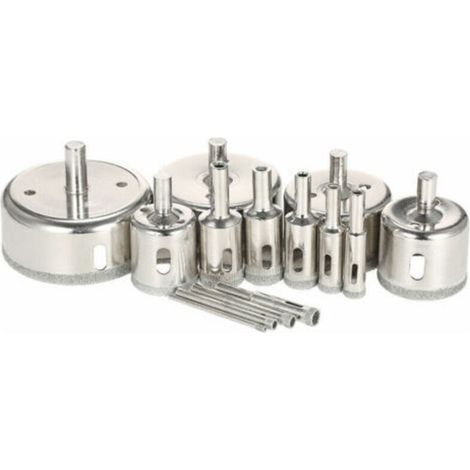 14 pièces 3-70mm verre trou scie Kit diamant enduit noyau scie cloche marbre foret carrelage céramique verre porcelaine forage (1/5)