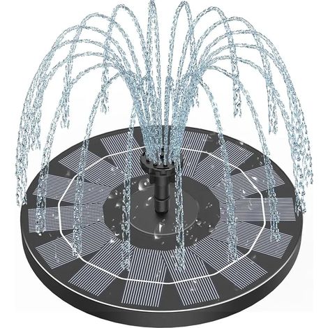 Pompe solaire de fontaine (2,5 W) de haute qualité, sans pile, avec 6 buses, idéale pour les bains d'oiseaux, les aquariums de jardin et les piscines extérieures. (1/5)