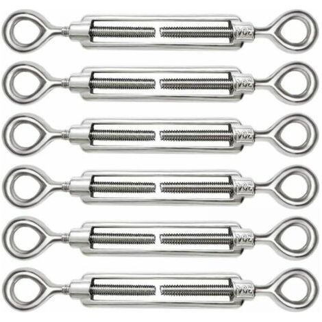 Lot de 6 tendeurs de câble réglables M5 en acier inoxydable 304, œillets et œillets pour tendeur de câble métallique, crochets et accessoires (1/5)