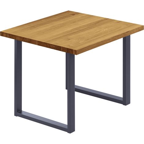 LAMO Manufaktur Esstisch Küchentisch, 60x60x76 cm (AxBxH), Loft, Rustikal / Anthrazit, LBG-01-A-003-7016L