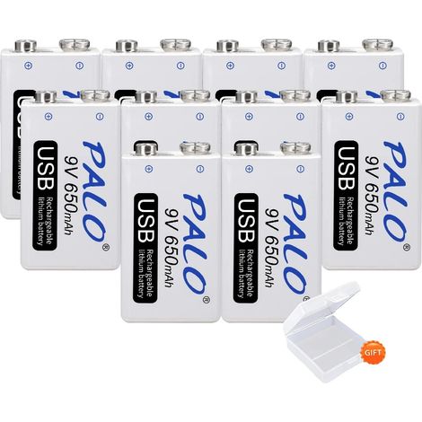 Wiederaufladbarer Akku, 650 mAh Kapazität, USB-Ladeanschluss, 10 Stück 9 V (1/2)