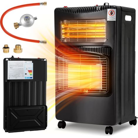 Jiubiaz Gas-Elektroheizung 4200 W Gas und 1200 W Strom, 3-stufig, Infrarot, für 8–15-kg-Gasflaschen (1/5)