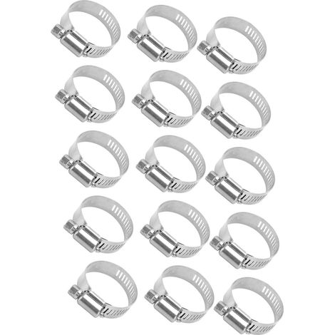 Lot de 20 colliers de serrage pour tuyaux d'arrosage, fixations en acier inoxydable 304, fente intérieure et hexagone extérieur. (1/5)