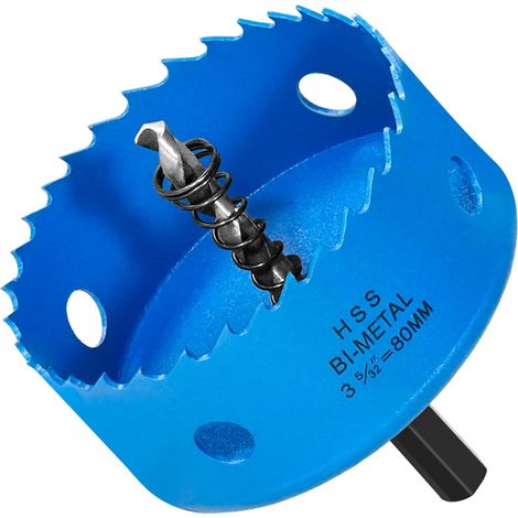 Scie Cloche 80 mm, Couteau De Trou En Hss M42 Bi-métal Pour Bois, Métal Souple Et Plastique (Plaques De Gypse Et Cloison Sèche), Avec Foret Séparable Et Clé Allen (1/5)