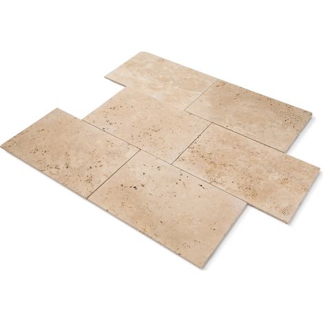 Carrelage travertin 2nd choix 61x40,6x1,2 cm – Beige clair – Surface 0,2476 m² – Pour revêtements intérieurs et extérieurs