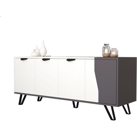 Mobile credenza 4 ante bianco grigio 160x45xh.77 cm EFFEZ (1/3)