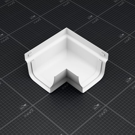 Angle ext. 90° face plane / Angle int. 90° face galbée pour gouttière double profil - Blanc