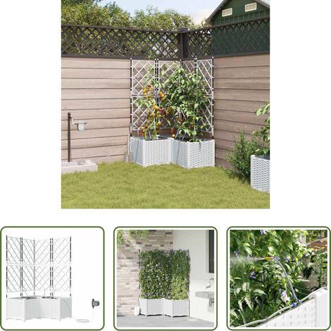 Bewässerung - Garten-Pflanzgefäß 3 pcs Weiß Stahl (1/5)