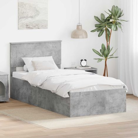 Bettrahmen mit Kopfteil Beton Grau 75 x 190 cm Holzwerkstoff
