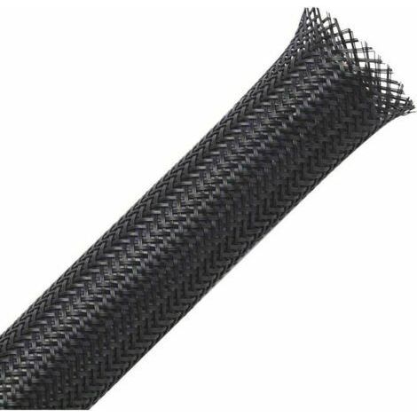 ALLIANDISGaine Câble Tressée Extensible de 13mm x 30m, Idéale pour Cacher et Ranger les Câbles Automobiles et les Fils. (1/4)