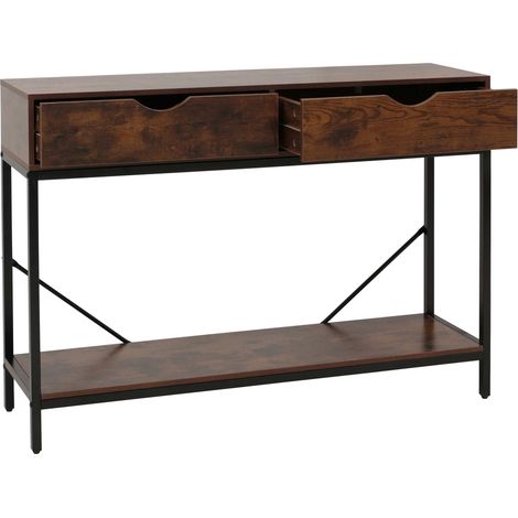 Console HWC-O76, table de téléphone, table d'appoint, table de rangement, tiroirs, rangement industriel 76 x 109 x 30 cm (1/5)